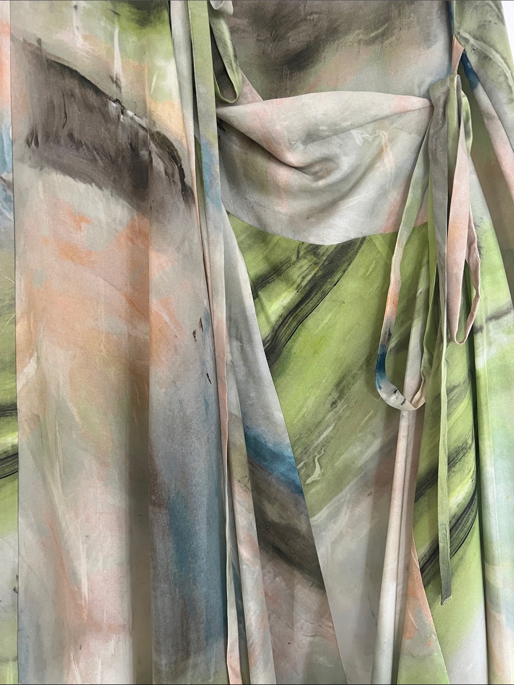 COS Asymmetrical Sleeveless Midi Dress in Green and Blue Watercolor - Picture 6 of 17